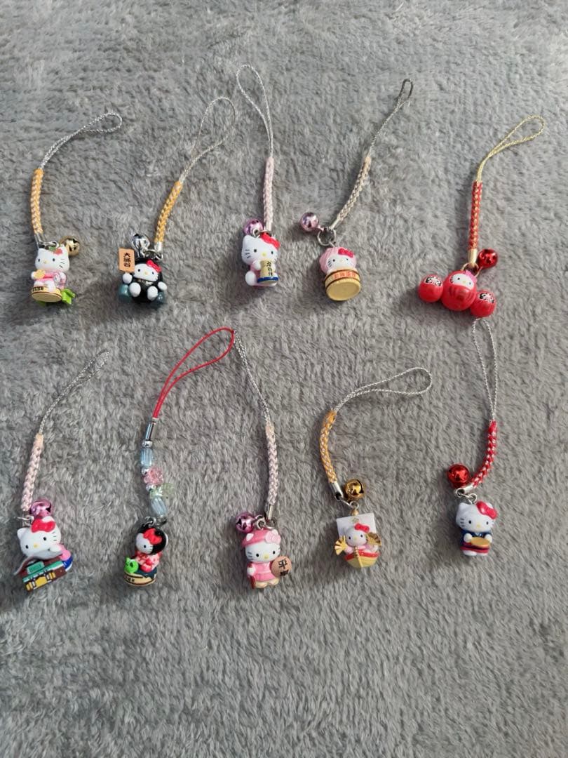 温泉地など　ハローキティ ストラップ 10個セット
