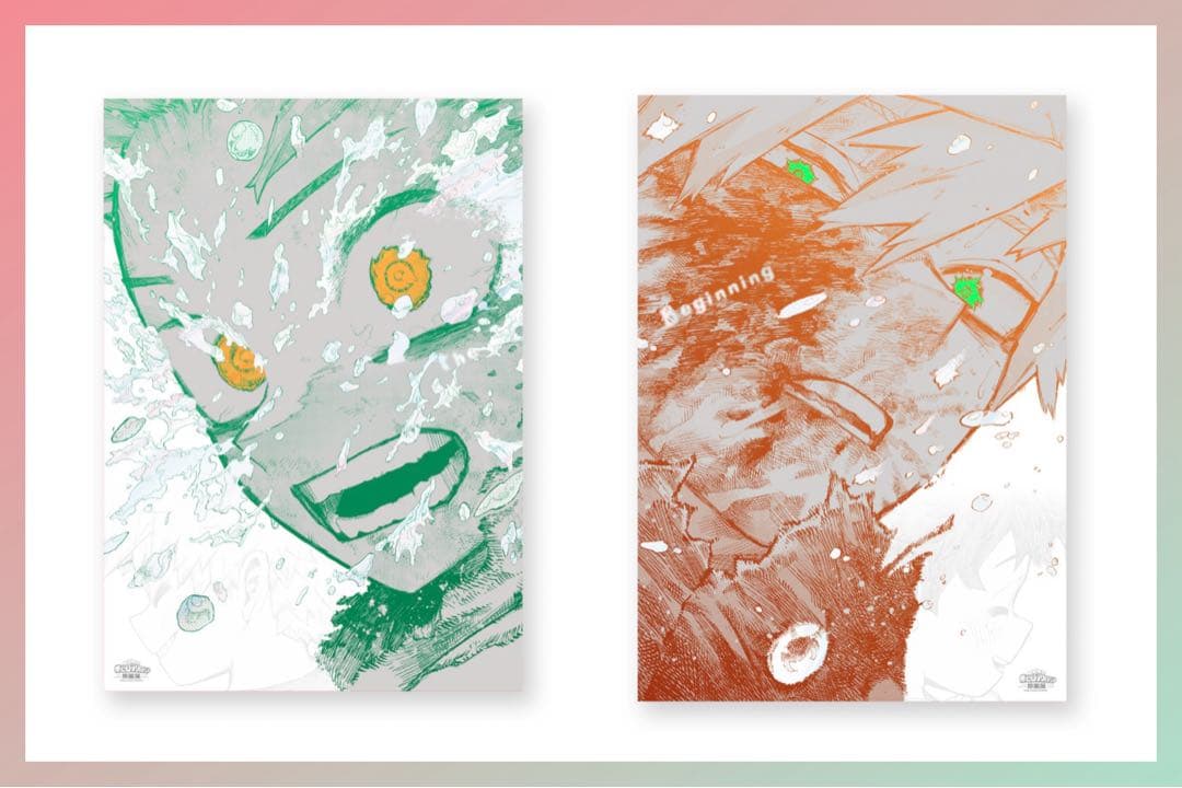 僕のヒーローアカデミア　原画展　アートポスター　緑谷出久　爆豪勝己