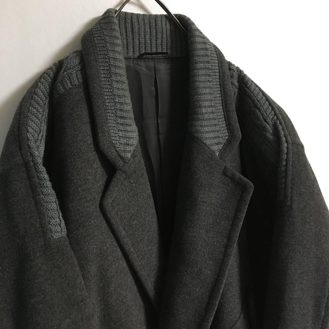 レトロ 古着 ショールカラー ウールジャケット メンズL 日本製 90s