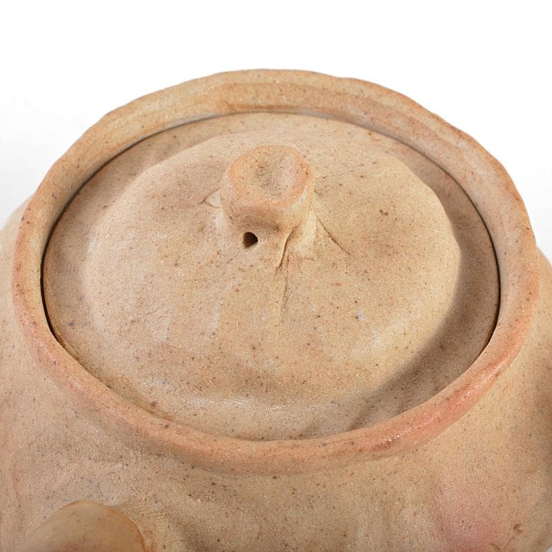 煎茶道具　萬古焼　古稀一光作　手捻　横手急須　茶壷　D　R5605