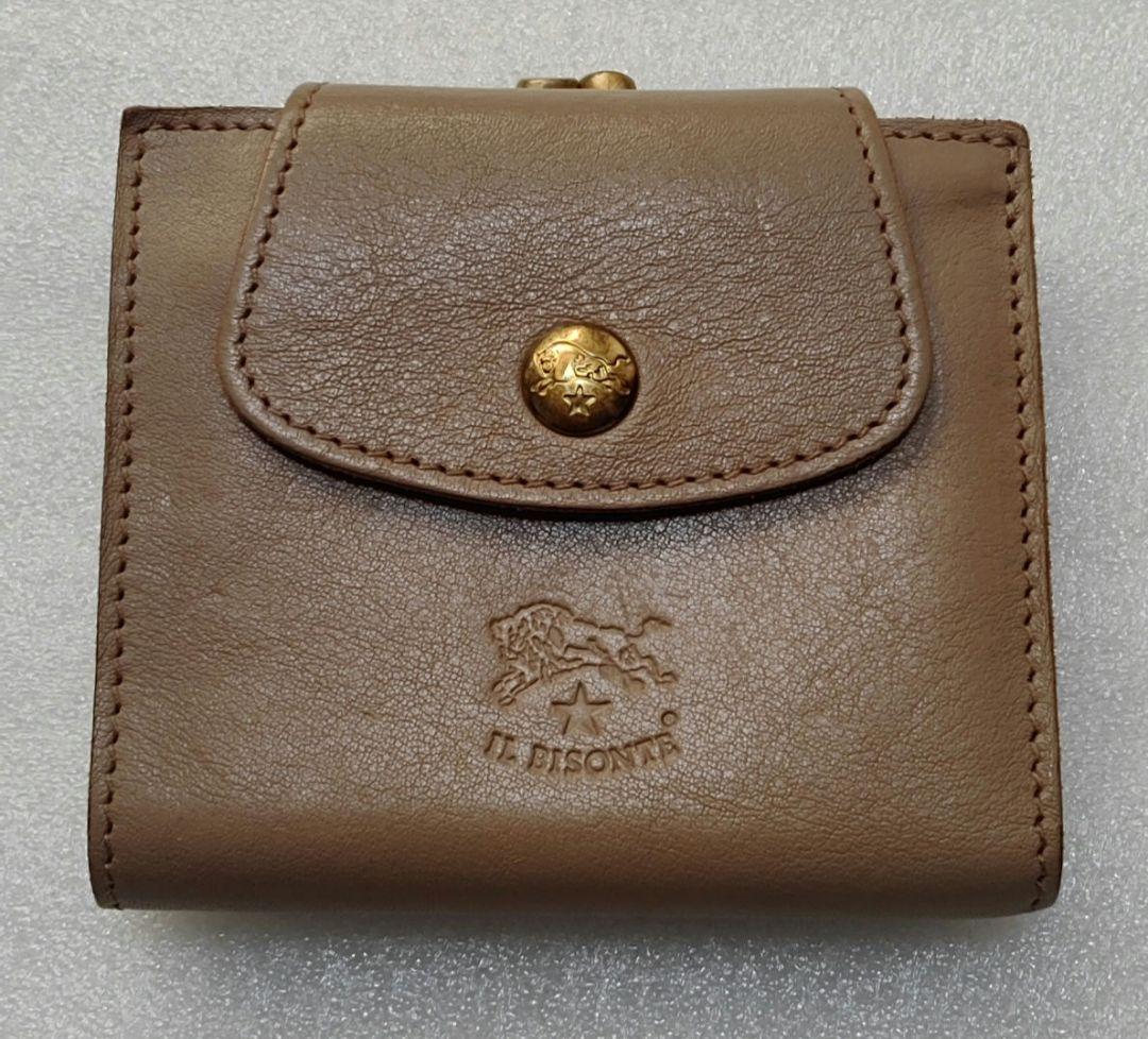 rima様　美品　IL BISONTE　二つ折り財布　ベージュ　がま口　ミニ財布