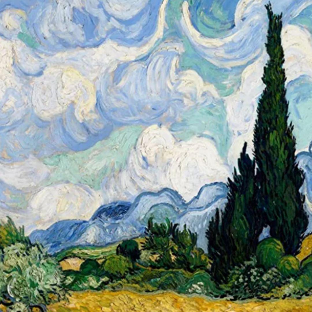 フィンセント・ファン・ゴッホ作品　『糸杉のある麦畑』　風景画　キャンバス　複製画