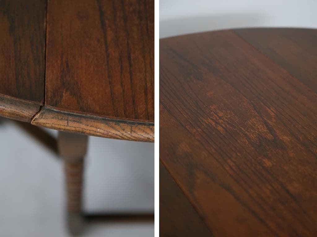 英国アンティーク木製ゲートレッグテーブル/ダイニング机バタフライ(92-71)