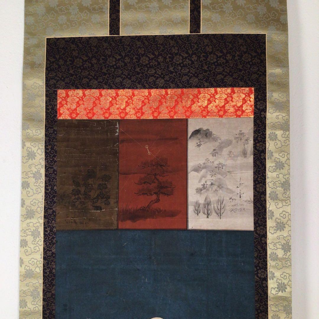 No3014 掛軸　仏教美術　金泥彩色　弘法大師像　紙本　無落款　合箱　送料無料