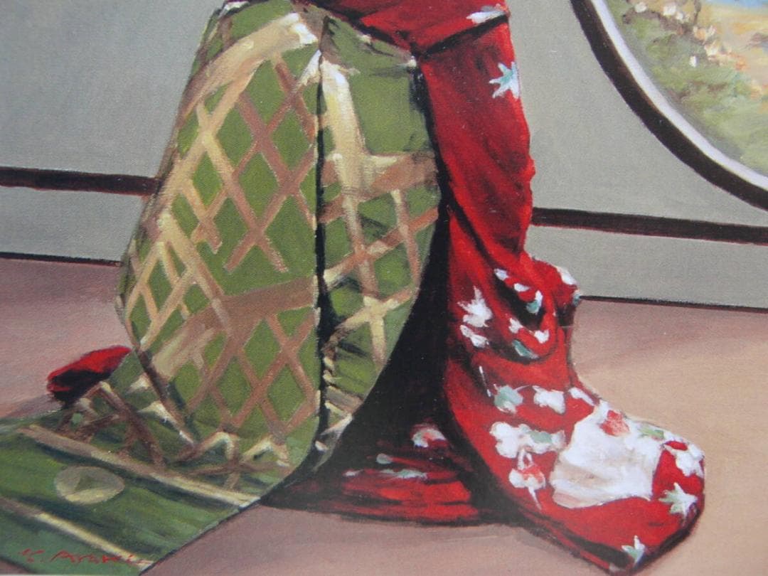 荒木 義太郎「舞妓（円窓）」、人気作品、希少画集・額装画、新品国産額にて額装付