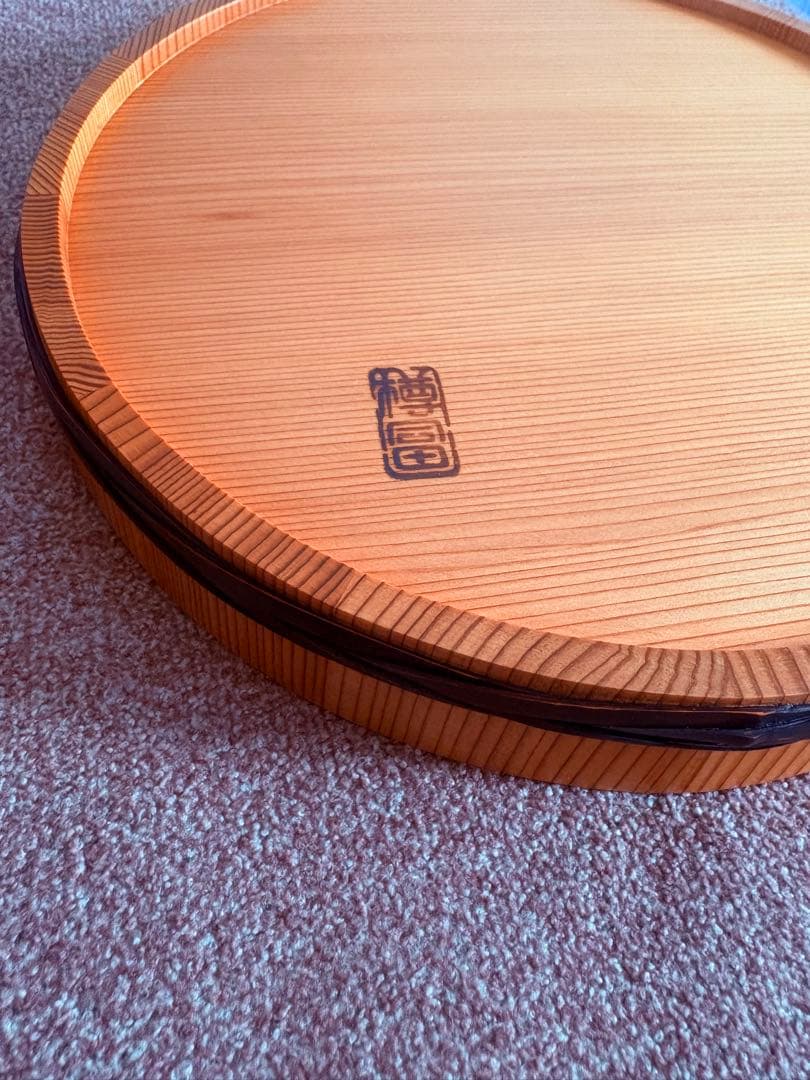 天然秋田杉！ 樽富かまた 桶樽 お盆 (菓子器) & 和柄箸袋セット