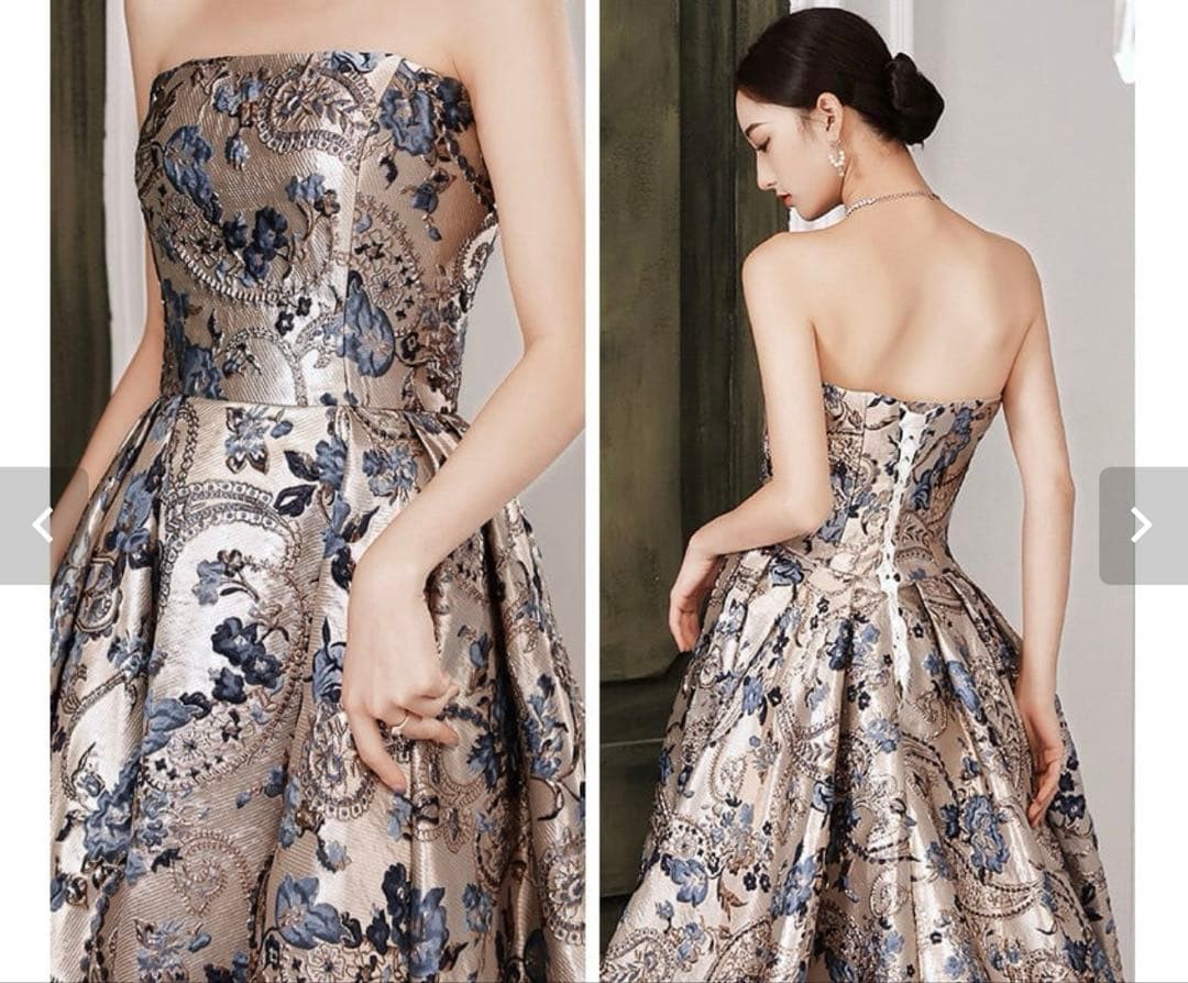 フラワージャガードドレス　Lサイズ　ウェディングドレス　前撮り