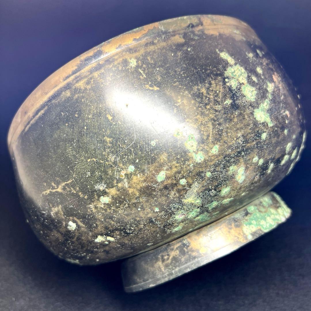 中国漢代　古銅鉢　396g/口径約17㎝　東Y8-0106☆2Fトヒオ