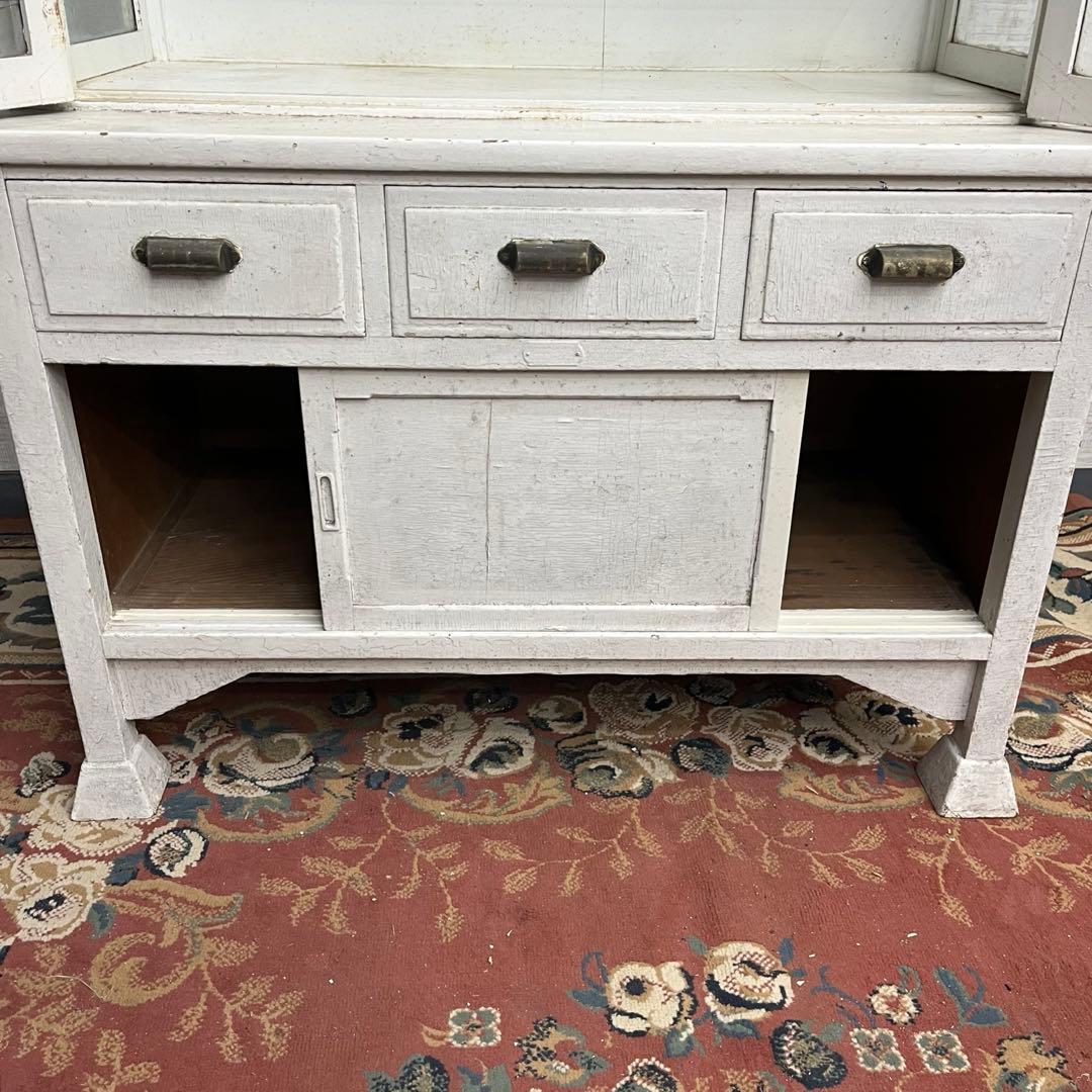 【アンティーク】ドクターキャビネット 医療棚 飾り棚 シャビー ガラス 古家具