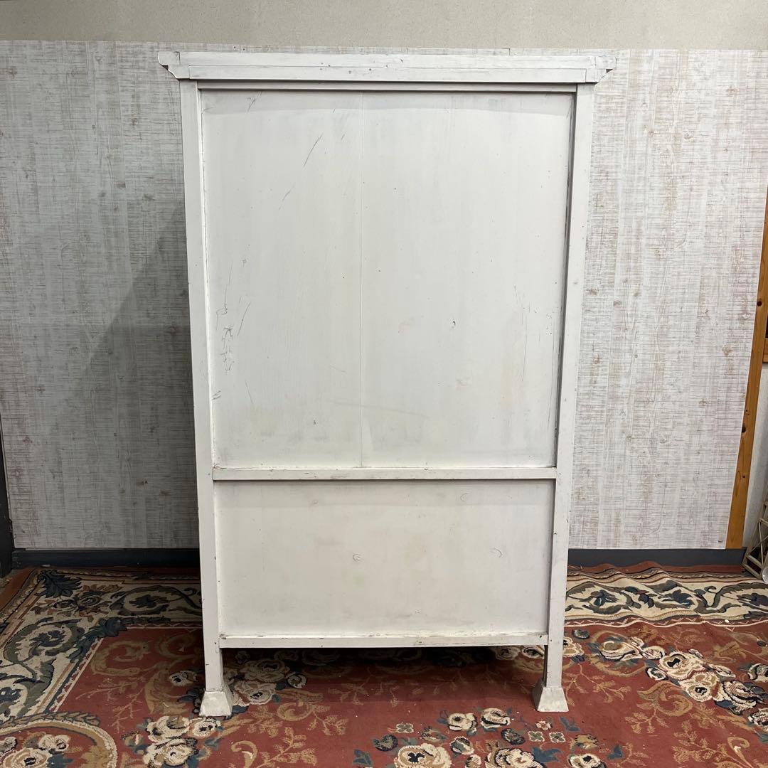 【アンティーク】ドクターキャビネット 医療棚 飾り棚 シャビー ガラス 古家具