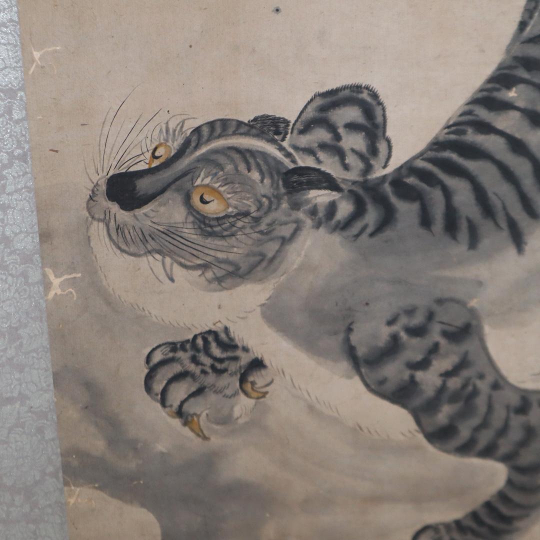 李朝　水墨画 虎の掛け軸