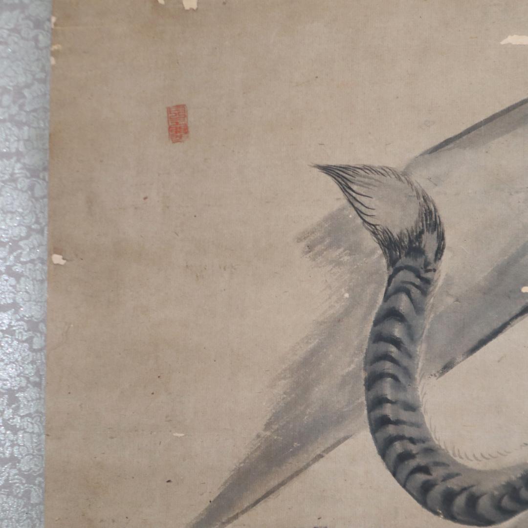李朝　水墨画 虎の掛け軸