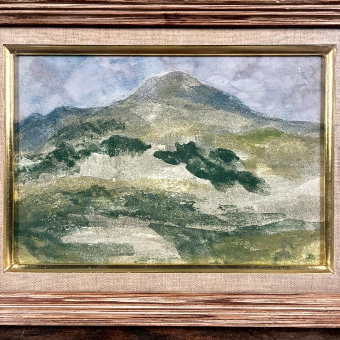 岡田伊登子「山」日本画 共シール有 署名有 額装 創画会展 山種美術館賞展