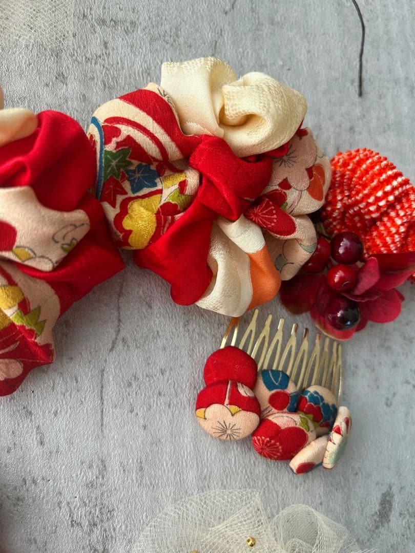も*ぷ様 七五三　七五三髪飾り　ヘッドドレス　着物髪飾り　リメイク髪飾り　038