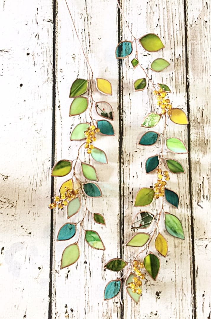 ステンドグラス パールミモザ ガーランド 【受注作品】