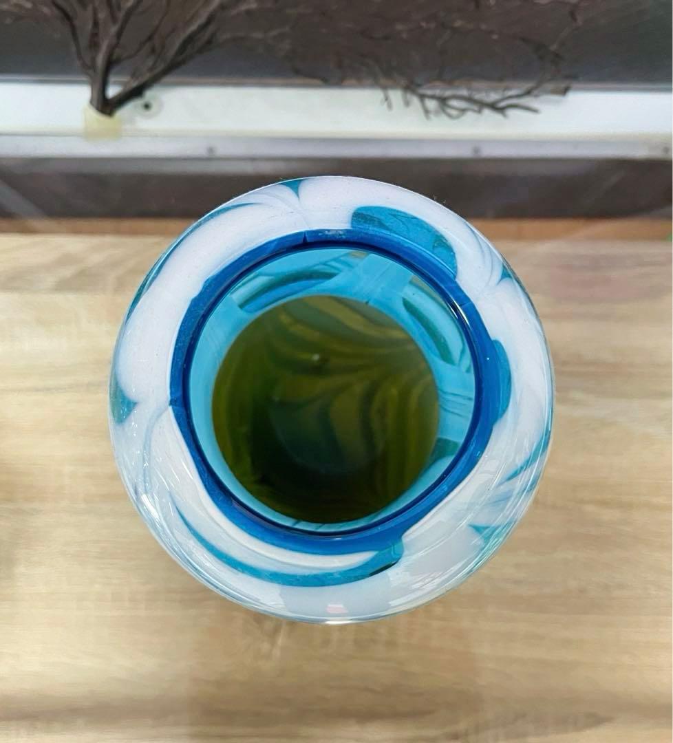 骨董　時代ガラス　アート　掻き揚げ　グラデーション　瓢型　花器　花瓶　花入れ