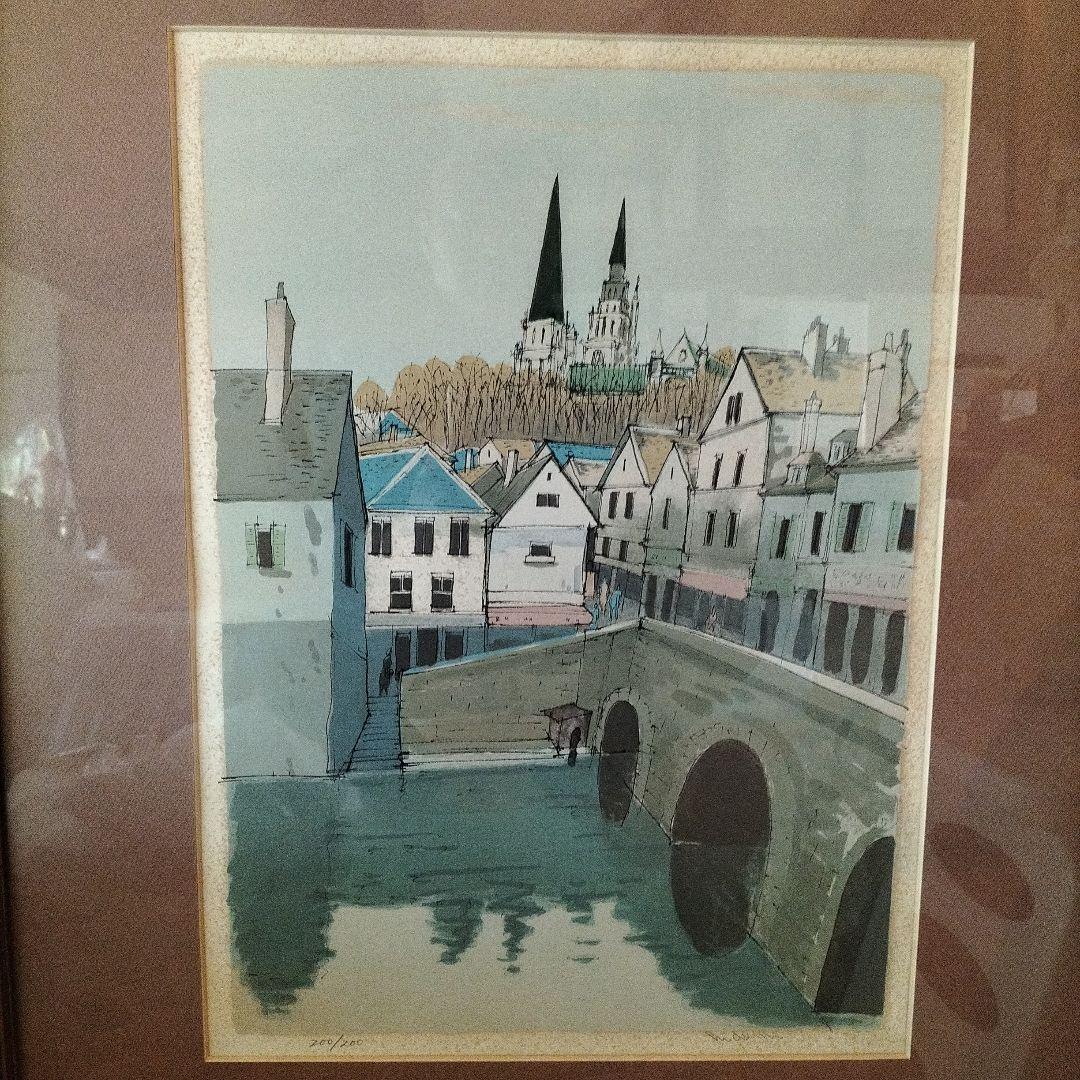 小林秀美 シャルトルの街 カラーリトグラフ