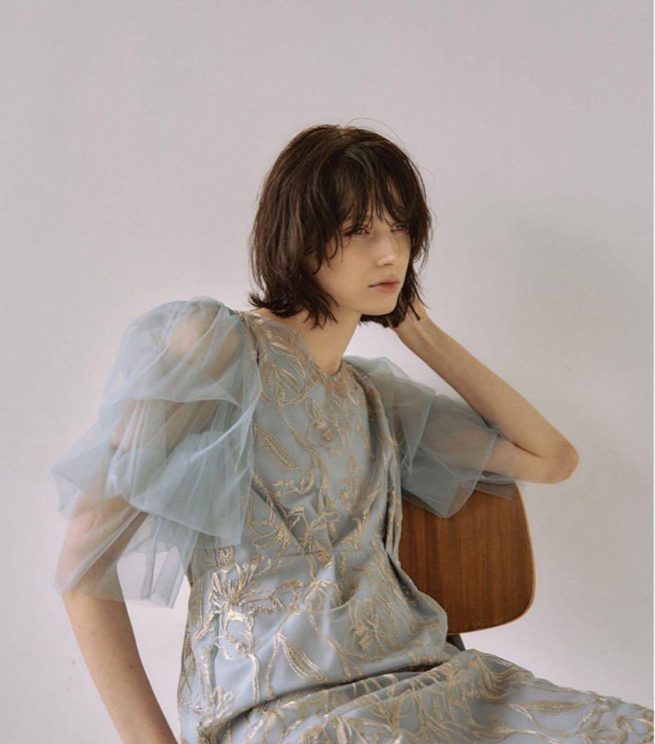 Dorry Doll フラッフィースリーブペンシルドレス　ブルー