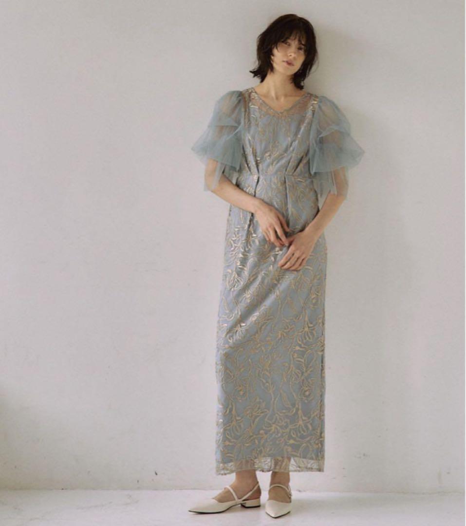 Dorry Doll フラッフィースリーブペンシルドレス　ブルー