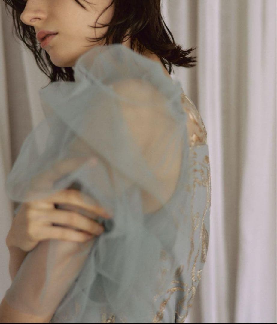 Dorry Doll フラッフィースリーブペンシルドレス　ブルー