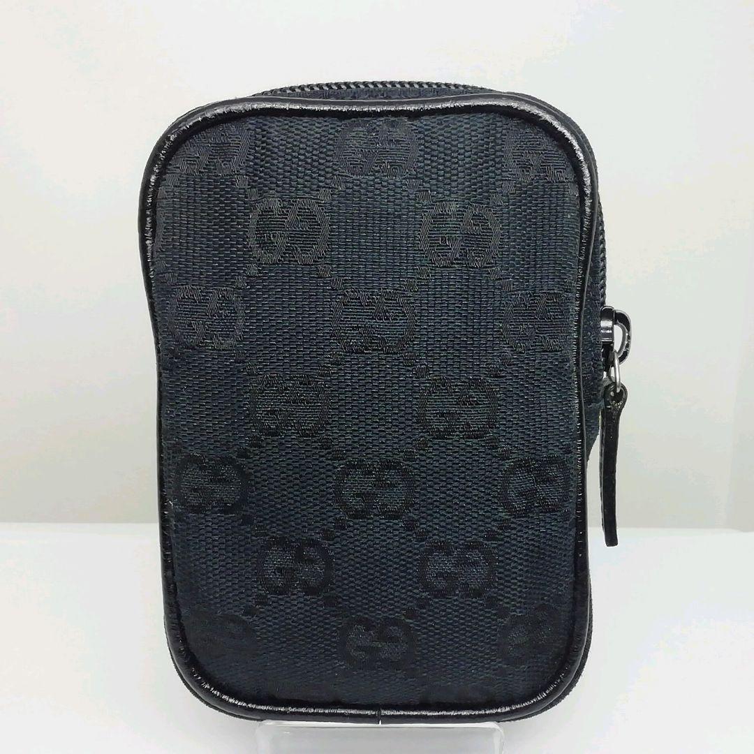 GUCCI　グッチ　キャンバス ブラック シガレットケースポーチ　タバコ入れ