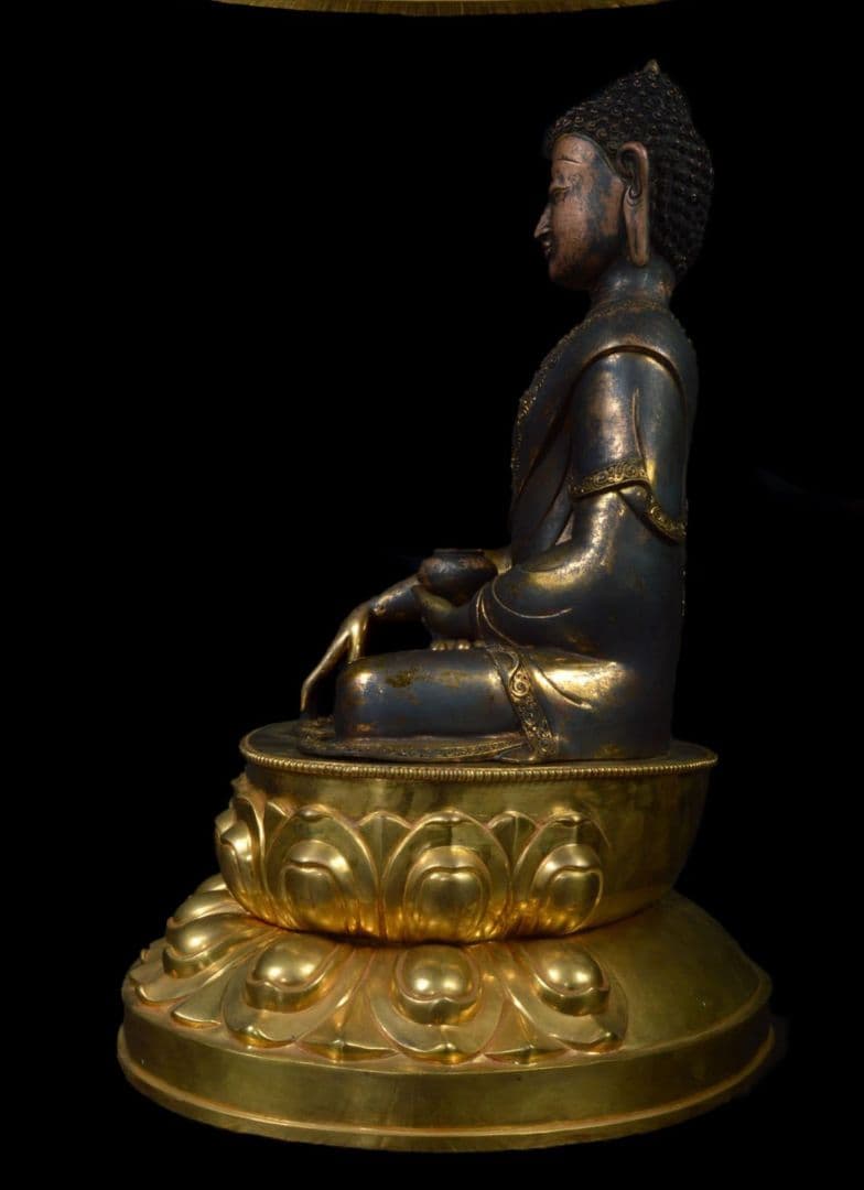 チベット特大仏像 高さ57cm 仏教美術 古銅 鍍金釈迦如来坐像(釋迦牟尼佛)