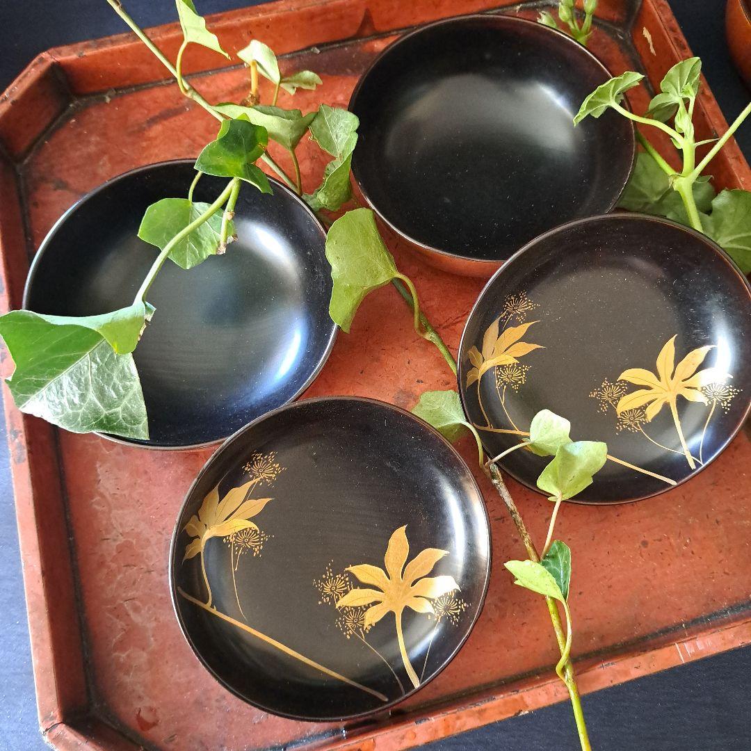 「輪島のお椀(わん)をお正月に！」金蒔絵(きんまきえ)漆器 4客セット 骨董アン