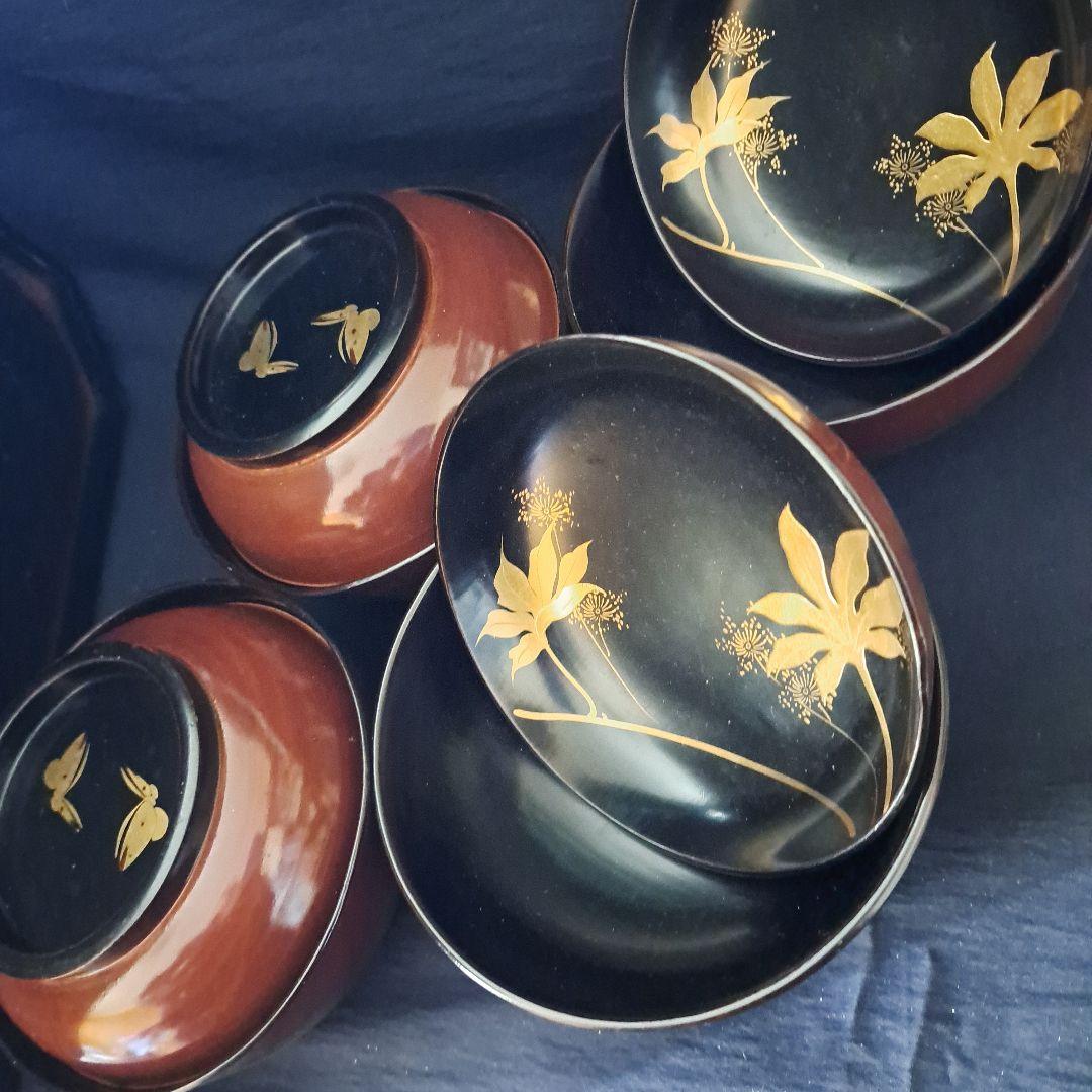 「輪島のお椀(わん)をお正月に！」金蒔絵(きんまきえ)漆器 4客セット 骨董アン