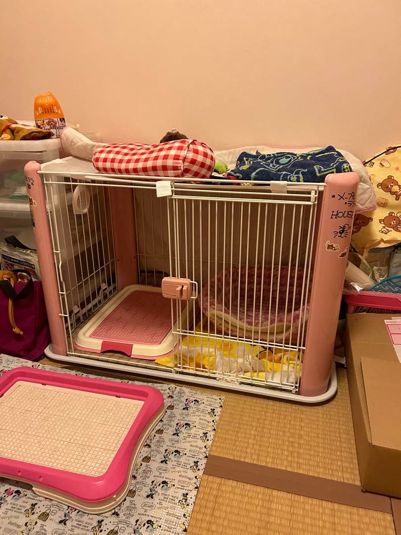 小動物用ケージ ピンク 扉付き