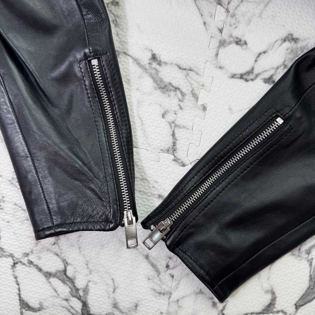 タグ付き美品◎ディーゼル　シングルライダースジャケット　シープスキン　ブラック