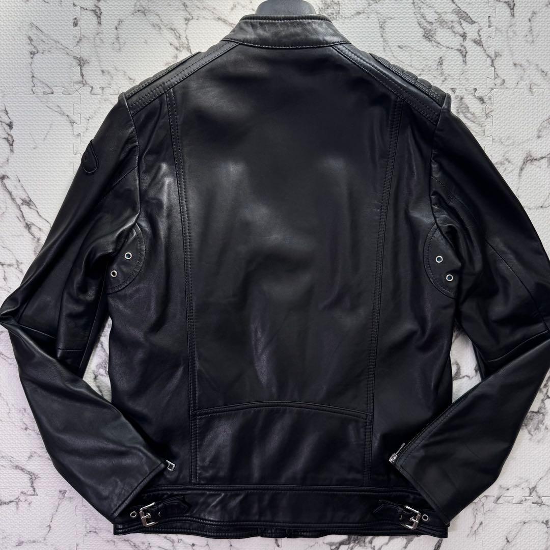 タグ付き美品◎ディーゼル　シングルライダースジャケット　シープスキン　ブラック