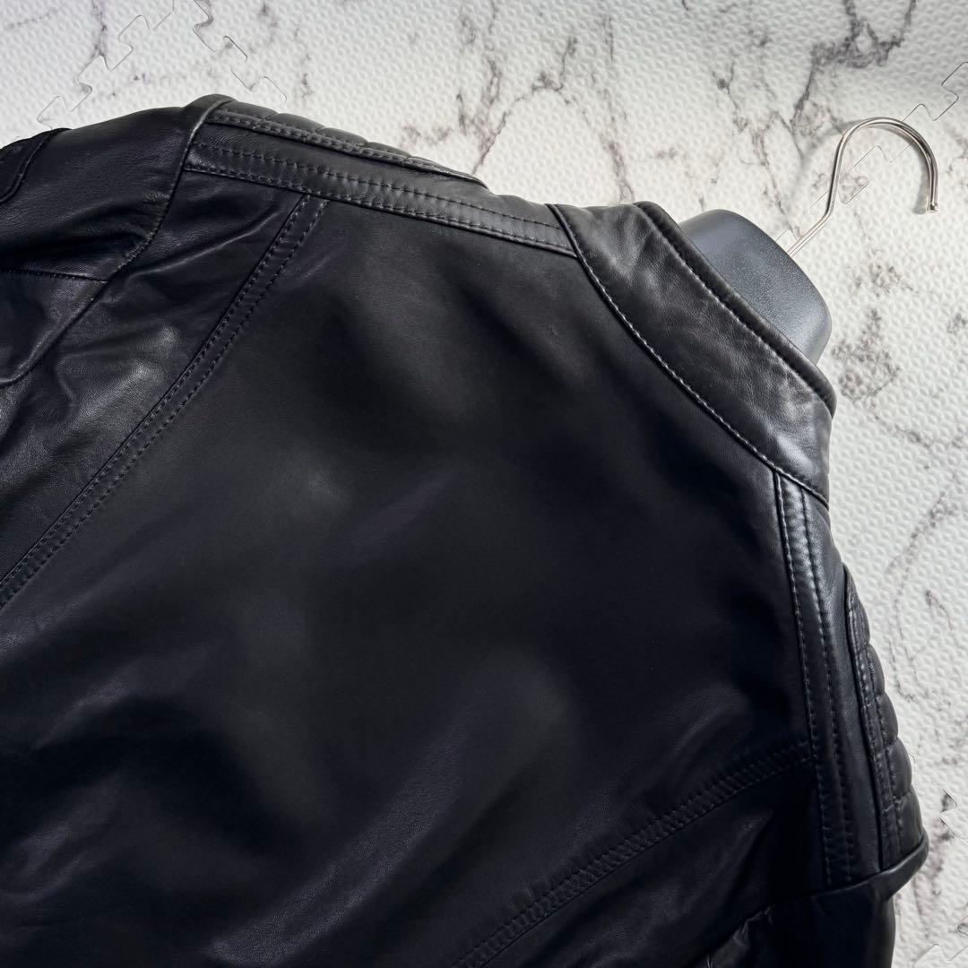 タグ付き美品◎ディーゼル　シングルライダースジャケット　シープスキン　ブラック