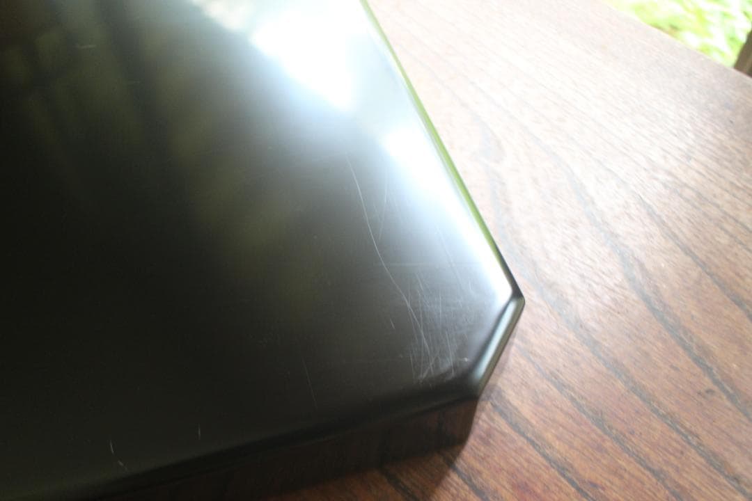 デッドストック！上質黒漆の美しい隅切長方盆大小セット（輪島塗漆器漆盆お膳