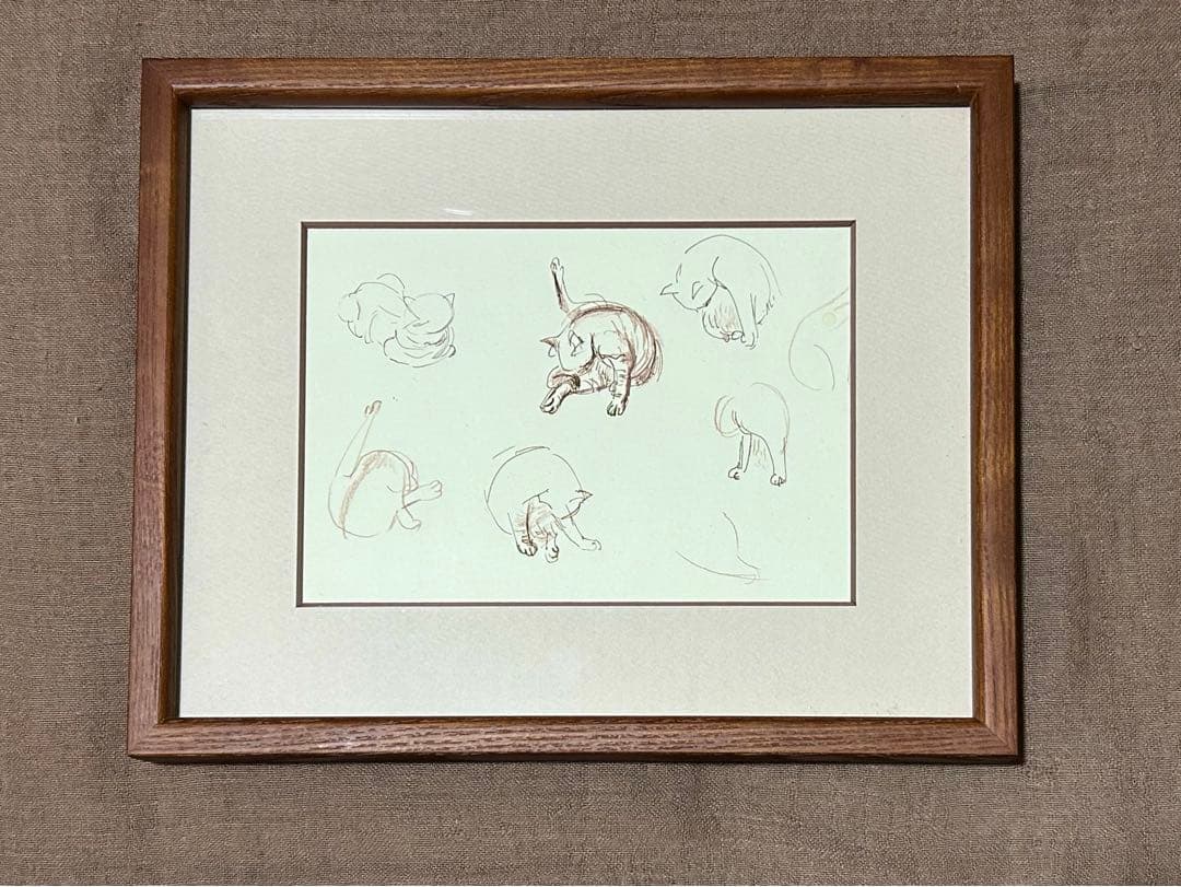 「毛づくろい　- neco sketch series」 額付き　箱あり