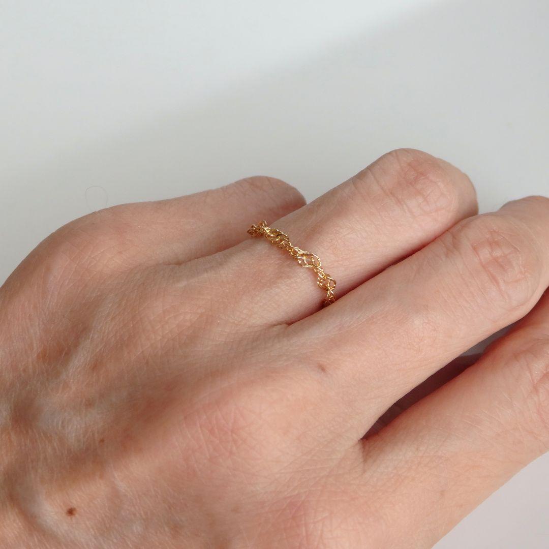 アンちゃん　k18リング　チェーンリング　スクリューチェーン　ペタル