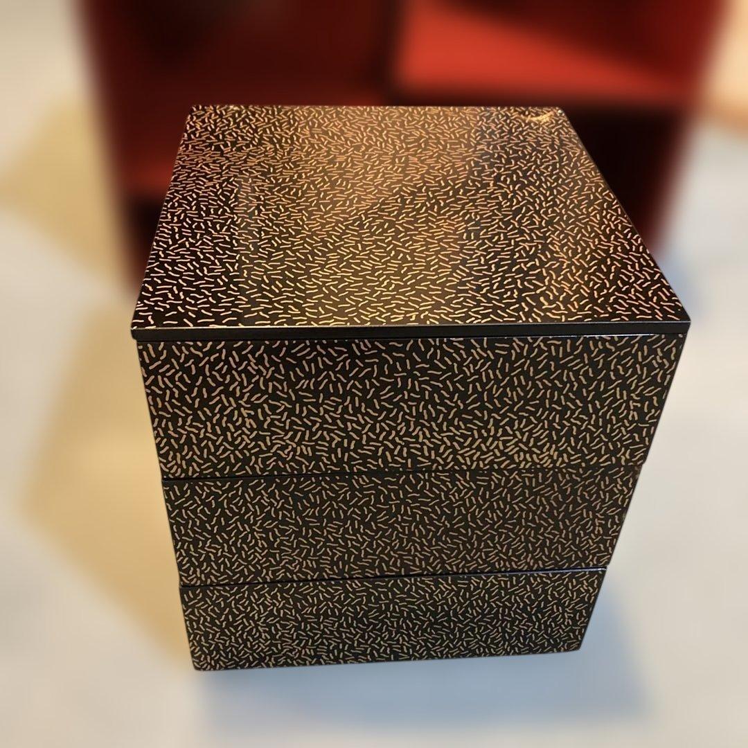 コシノヒロコ 重箱セット　おかもち　3段重　持ち手金　マルチケース　（01）