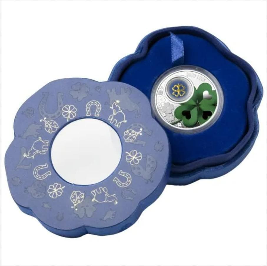 2024カメルーン 四葉のクローバー 金メッキ付きプルーフ銀貨　777枚限定