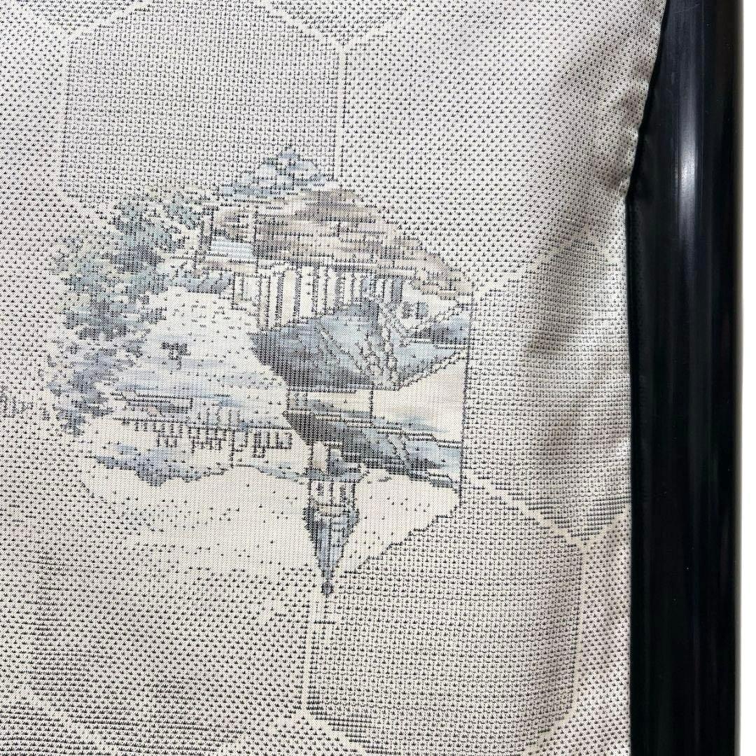 小紋　都喜ヱ門　本場大島紬　手織り　白大島紬　亀甲　街並み　着物　044a p