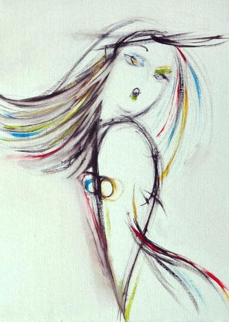 油絵 菅家令子 絵 絵画インテリア額付(青緑＋金色の枠) F4-080214女性