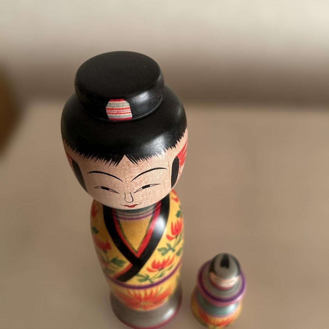 鈴木征一工人 こけし 【ガラ入り子持ち髷こけし】