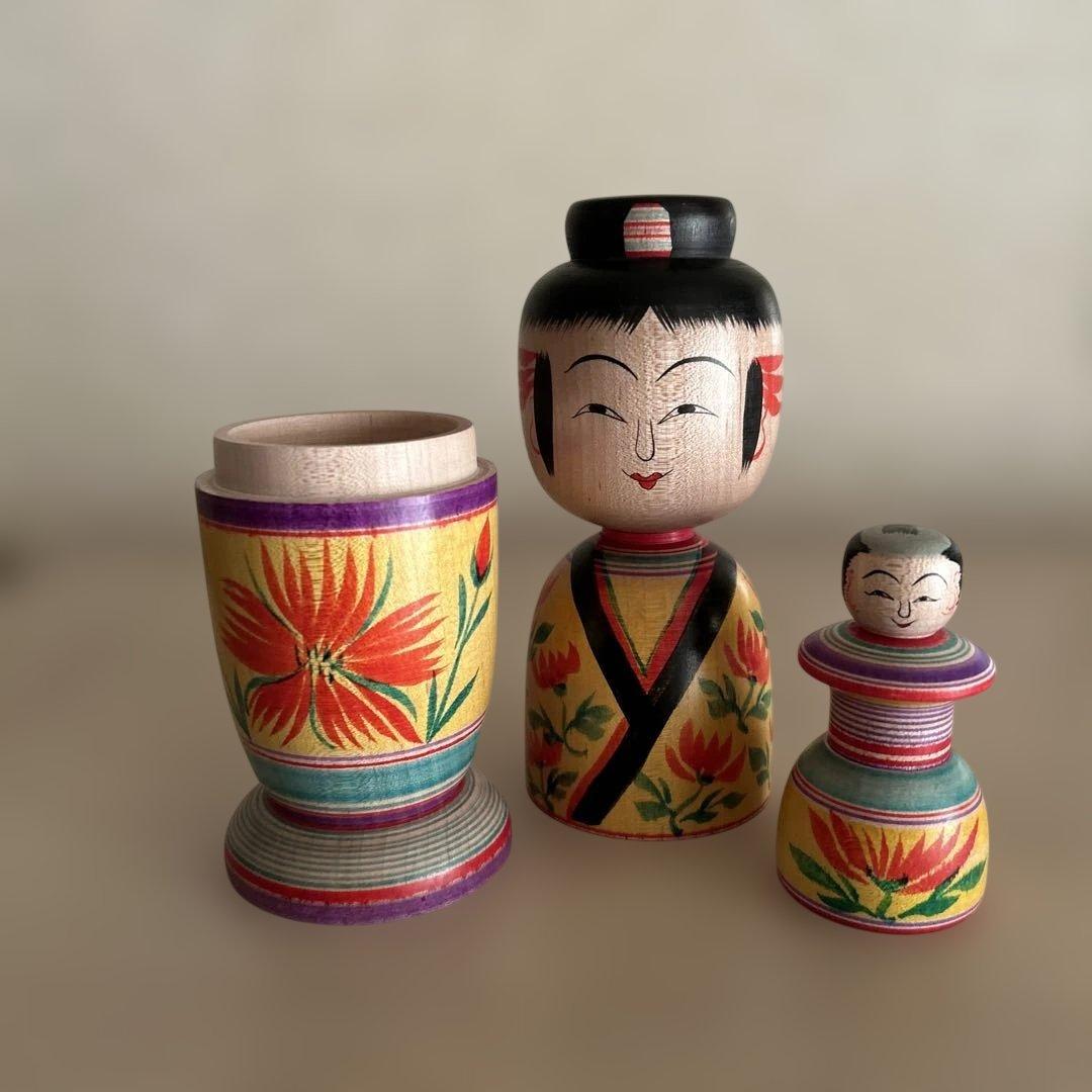 鈴木征一工人 こけし 【ガラ入り子持ち髷こけし】