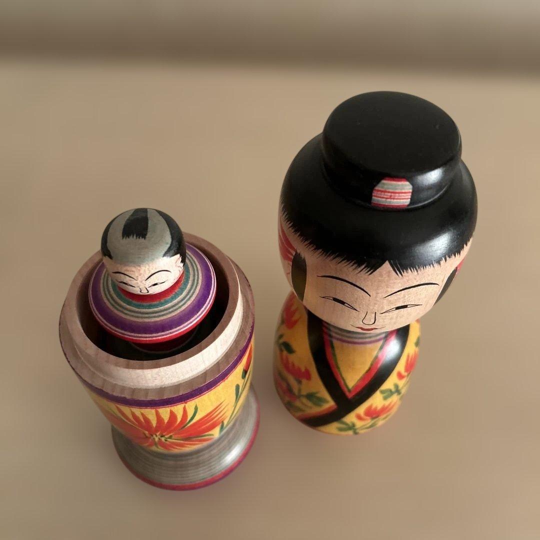 鈴木征一工人 こけし 【ガラ入り子持ち髷こけし】