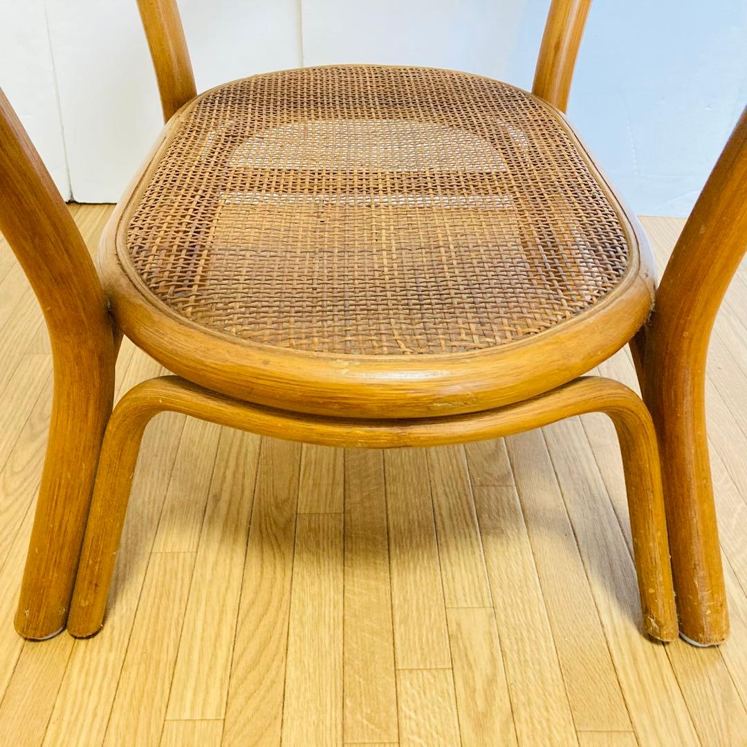 ヴィンテージ　ラタン　ガラス　天然素材　ローテーブル　ガラステーブル