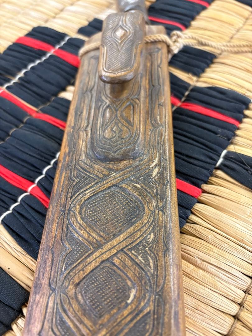 アイヌ　タシロ　山刀　上川アイヌ　木彫り　鱗彫り　龍馬特撰　土佐打ち刃物