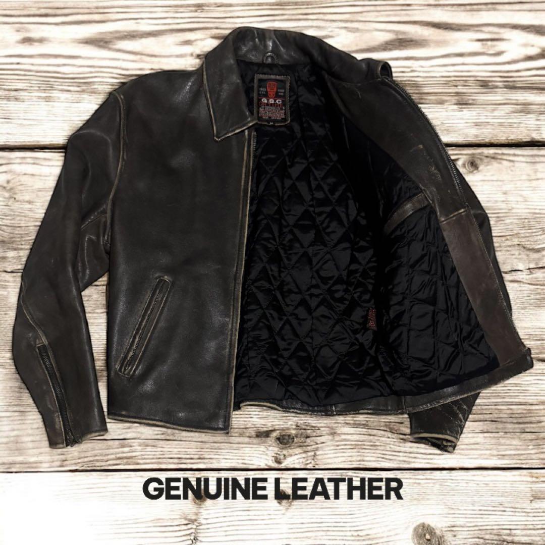 【肉厚×短丈】牛革 シングル レザー バイカージャケット 中綿 キルティング