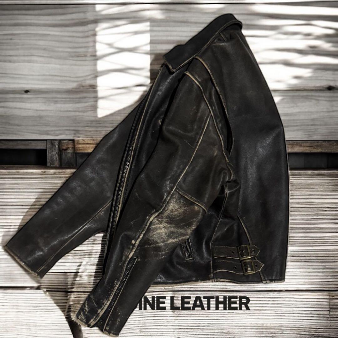 【肉厚×短丈】牛革 シングル レザー バイカージャケット 中綿 キルティング