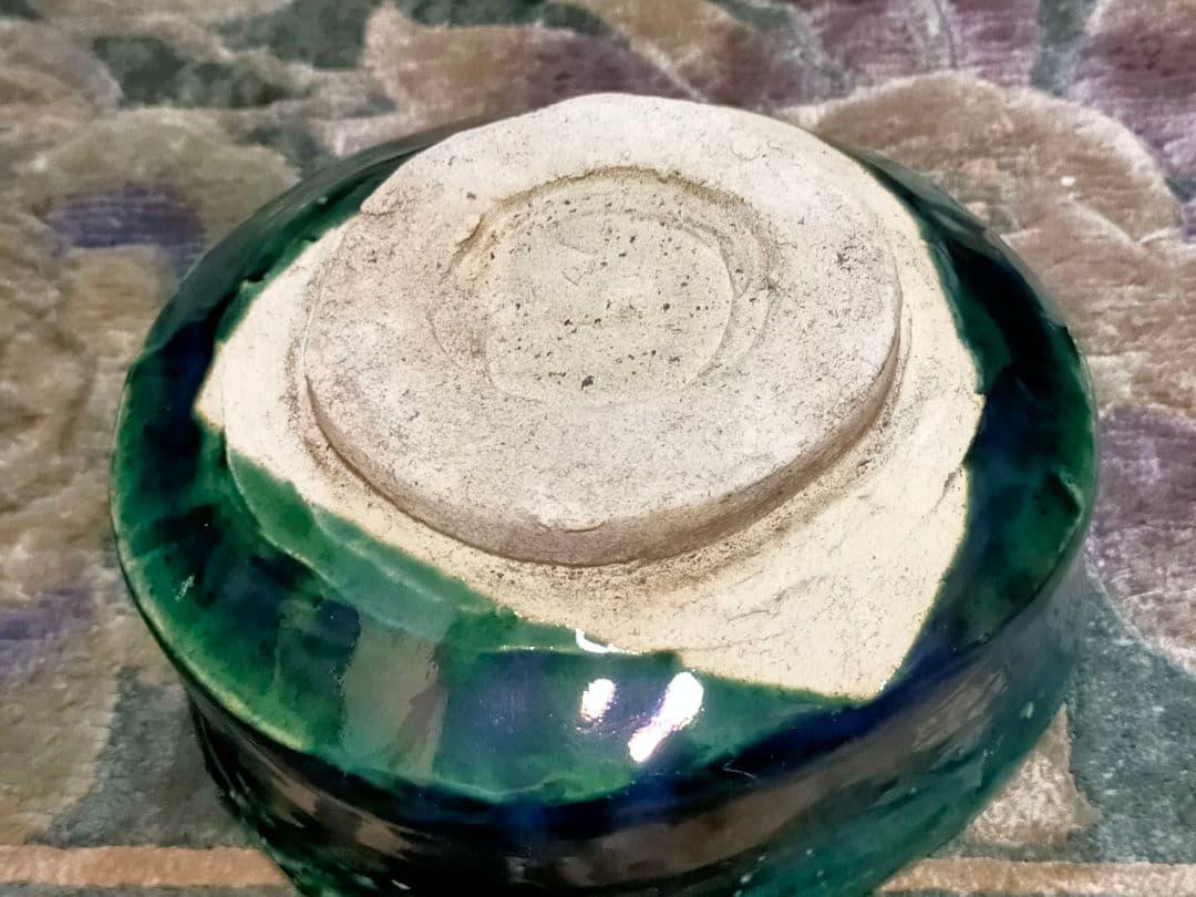 ♥美濃焼　総織部　茶碗　無銘　織部　骨董　古玩