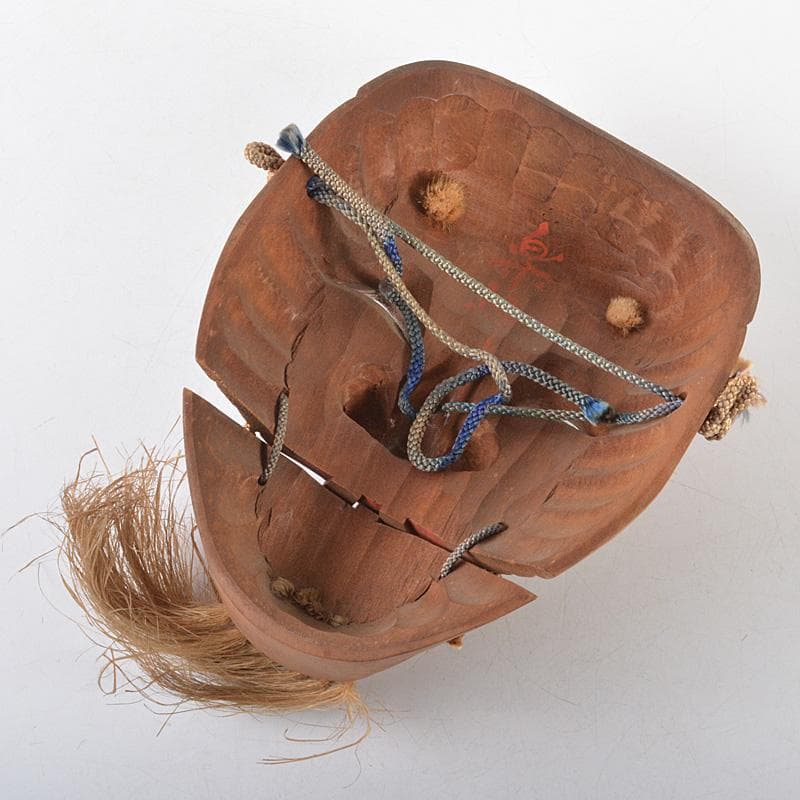 能面　能楽　雅楽　木彫　翁面　楽峰銘　V　R5578