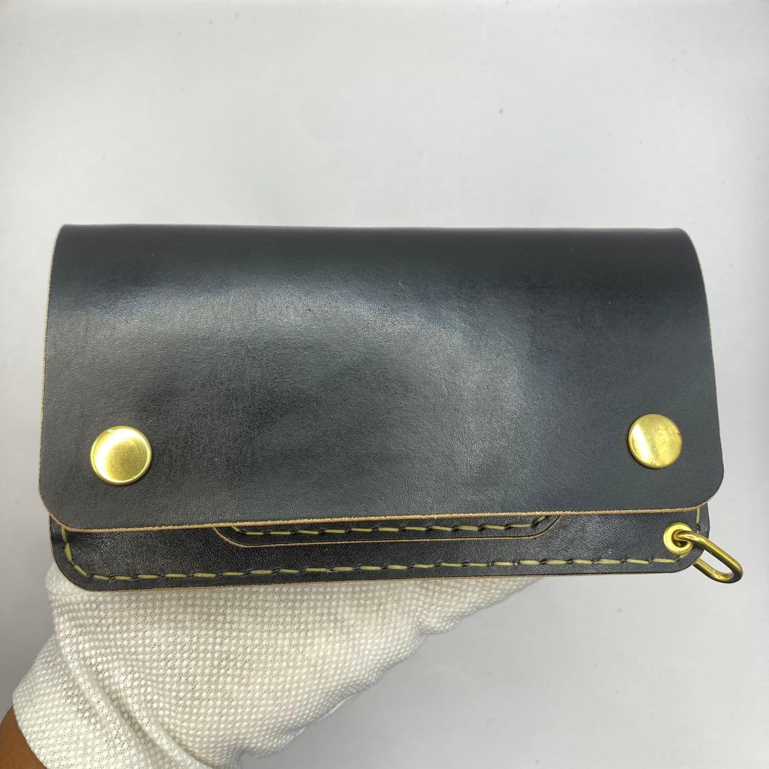 【ハンドメイド】本革 ロング トラッカーウォレット マチあり/小判かん