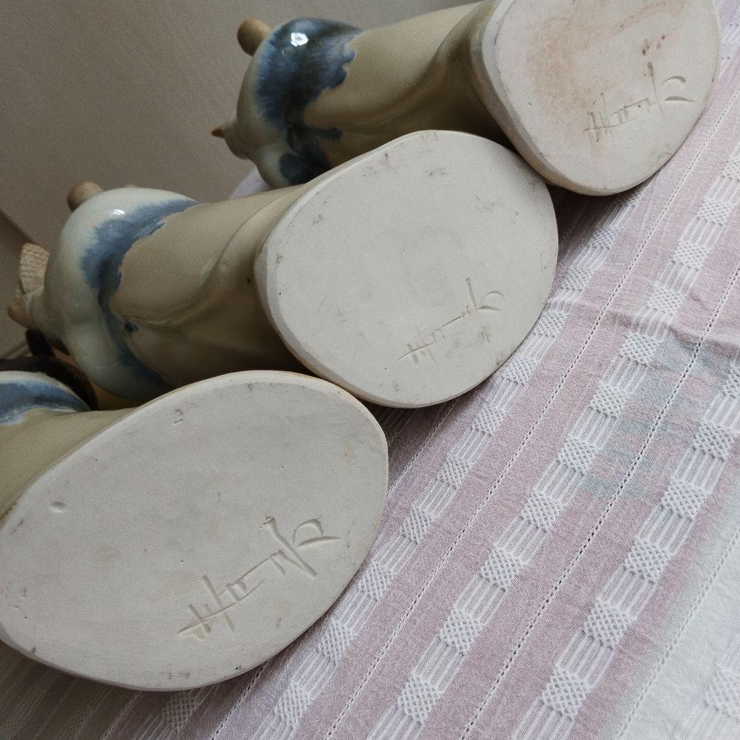 砥部焼　青芳人形【念ずれば花ひらく】三体セット　お値下げしました